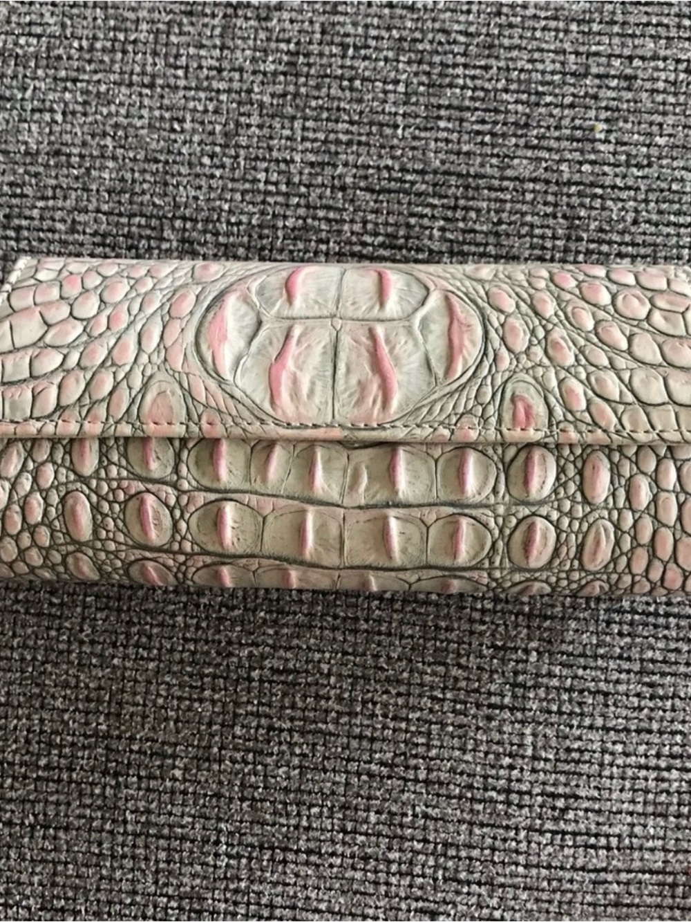 Jalda Lux Crocodile Alligator Pink and Cream Women’s Clutch